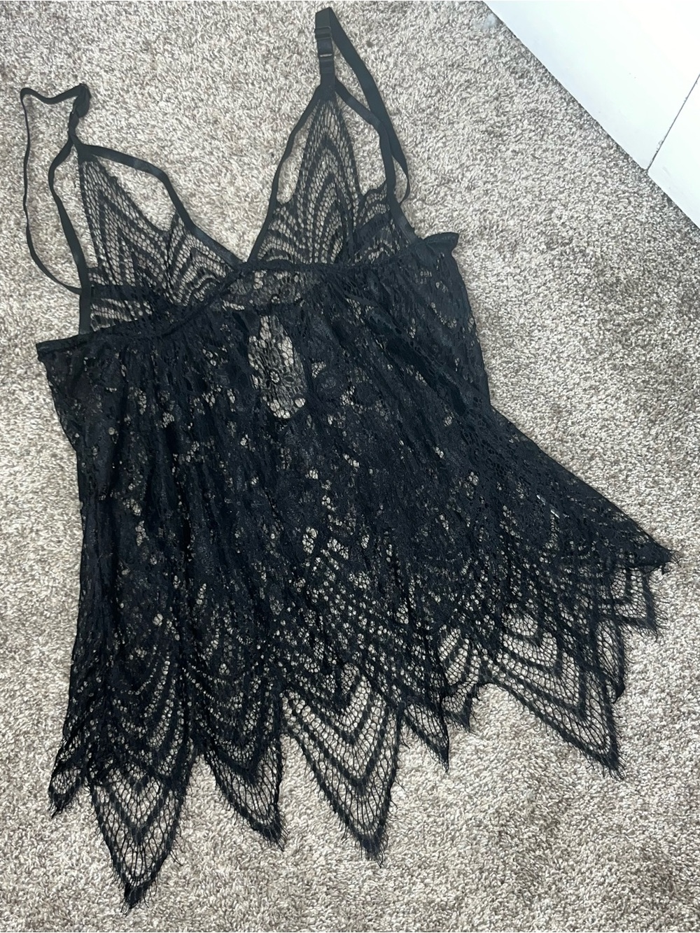 Sheer Black Lace Camisole Top